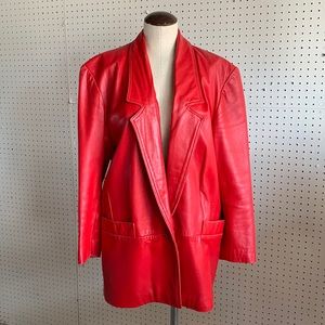 Red leather vintage 80s jacket, used but in good shape.